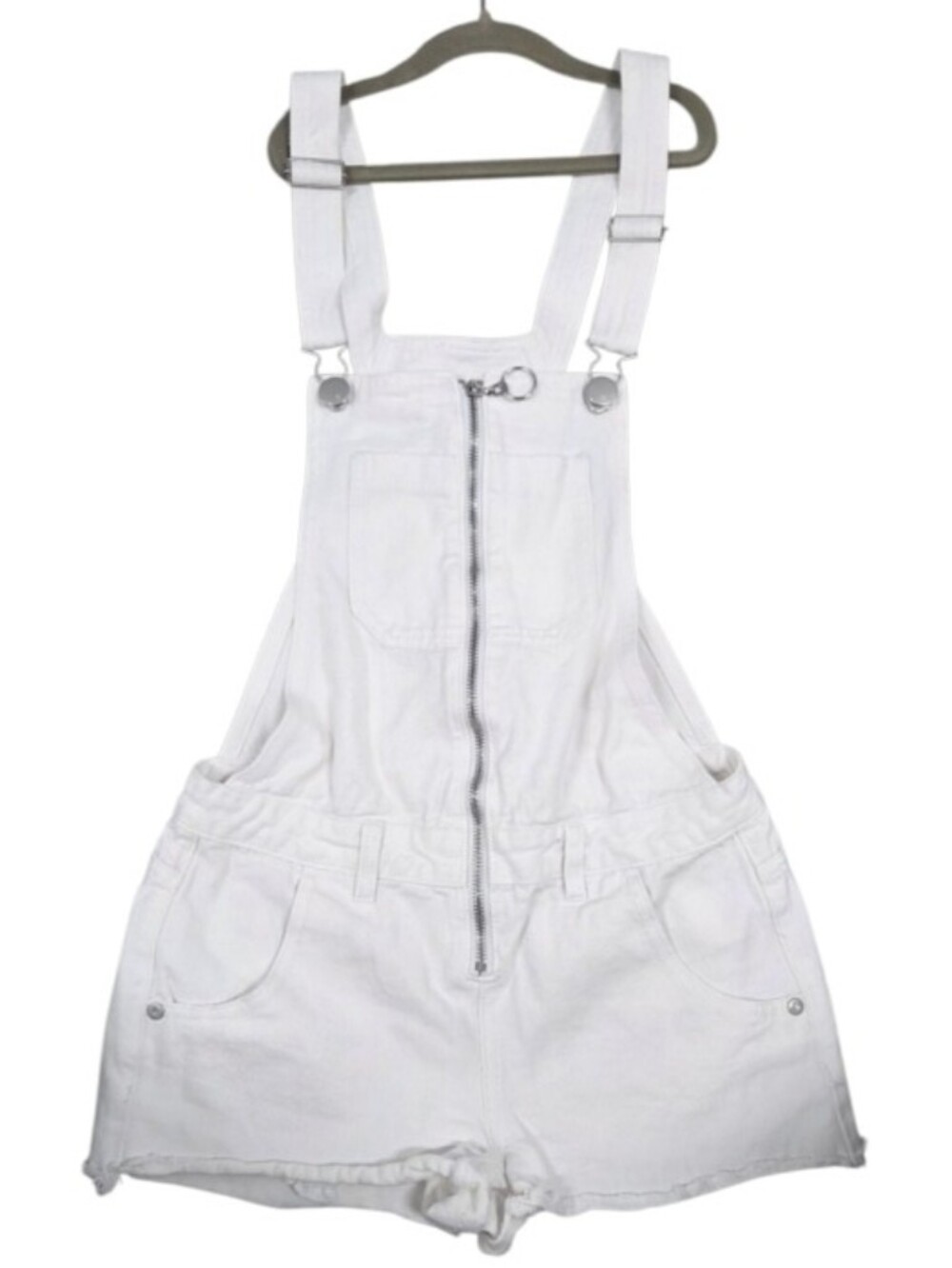 Cotton On Size 2 White Short Overalls with Front Zip